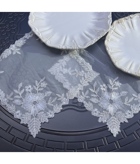 Lace Table Placemats, Exquisite Flower Embroidered Doilies Cup Mat