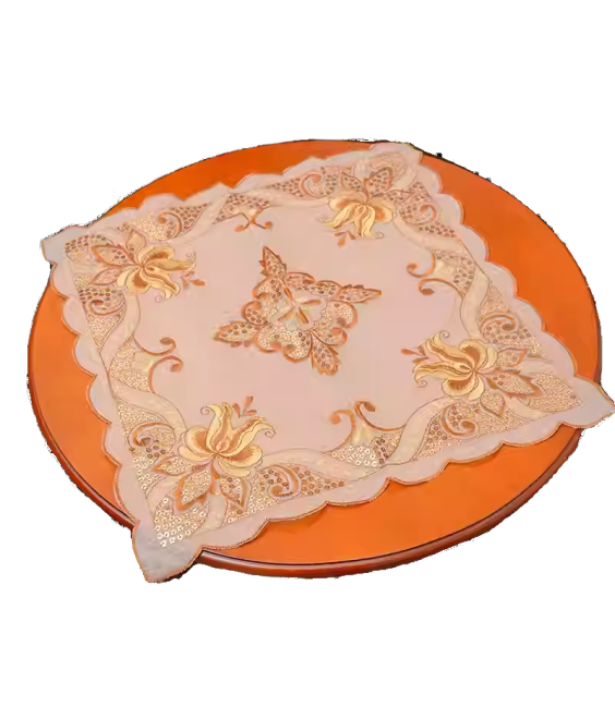 Square Lace Doilies,Yellow Floral Cutwork Embroidered Placemats Vase Pads
