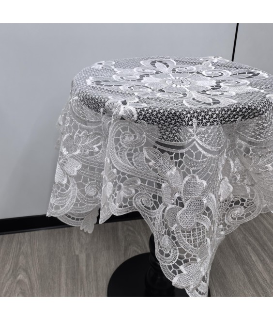 Embroidered Lace Square Tablecloth,Vintage Floral Dining Table Cover for Home Kitchen Decoration