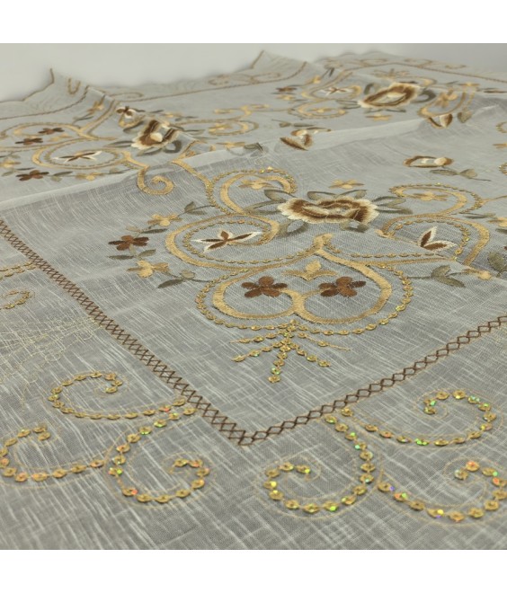 Flowers Embroidered Lace Square Tablecloth,Vintage Floral Dining Table Cover for Home Kitchen Decoration