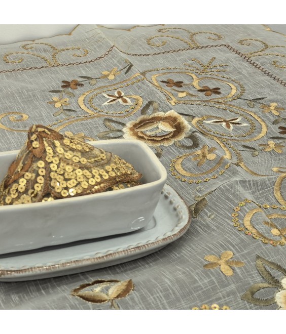 Flowers Embroidered Lace Square Tablecloth,Vintage Floral Dining Table Cover for Home Kitchen Decoration