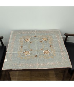 Pink Embroidered Lace Square Tablecloth, Euro Style Dining Table Cover for Home Kitchen Decoration