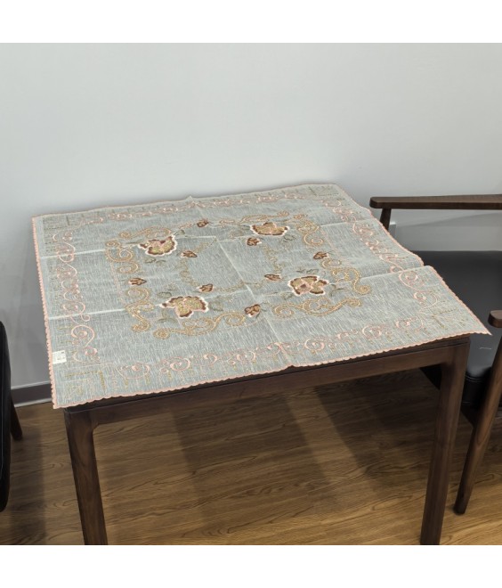 Pink Embroidered Lace Square Tablecloth, Euro Style Dining Table Cover for Home Kitchen Decoration