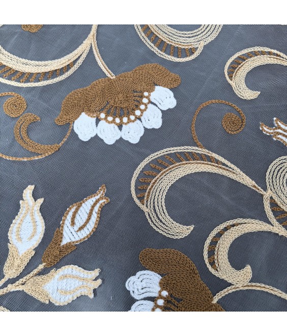 Brown Embroidered Lace Square Tablecloth, Euro Style Dining Table Cover for Home Kitchen Decoration