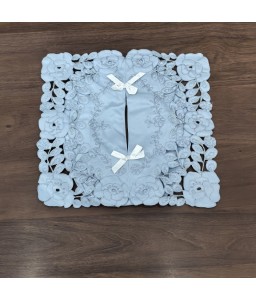 Blue Fabric Tissue Box Cover，Embroidered Jacquard Linen Tissue Holder