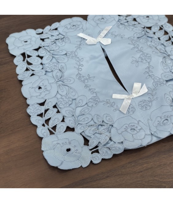 Blue Fabric Tissue Box Cover，Embroidered Jacquard Linen Tissue Holder