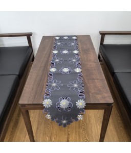 Daisy Embroidered Table Runner, Fabric Dresser Runner for Home Kitchen Dining Tabletop Decoration