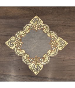 Lace Table Placemats, Gold Flower Embroidered Doilies Cup Mat