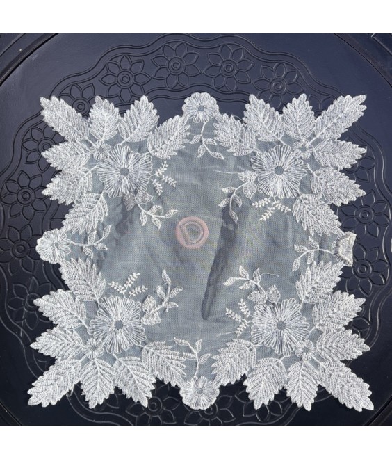 Beige Lace Table Placemats, Exquisite Flower Embroidered Doilies Cup Mat