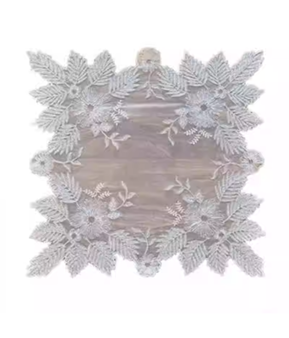 Beige Lace Table Placemats, Exquisite Flower Embroidered Doilies Cup Mat