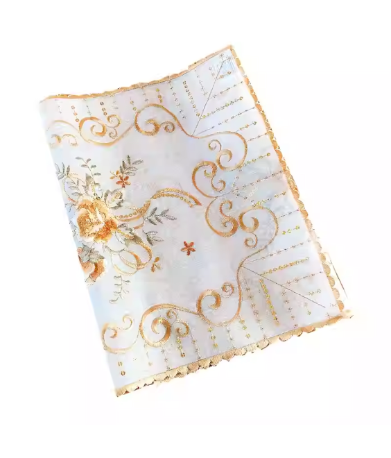 Embroidered Lace Square Tablecloth, Retro Dining Table Cover for Home Kitchen Decoration