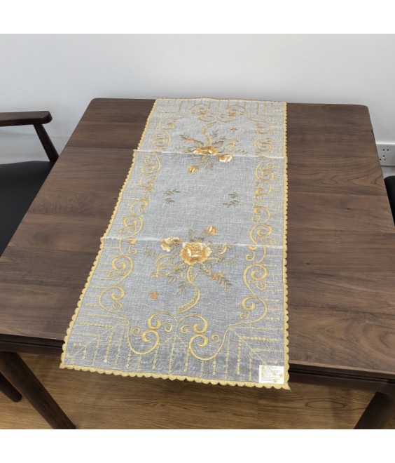Embroidered Lace Table Runner, Retro Dining Table Cover for Home Kitchen Decoration
