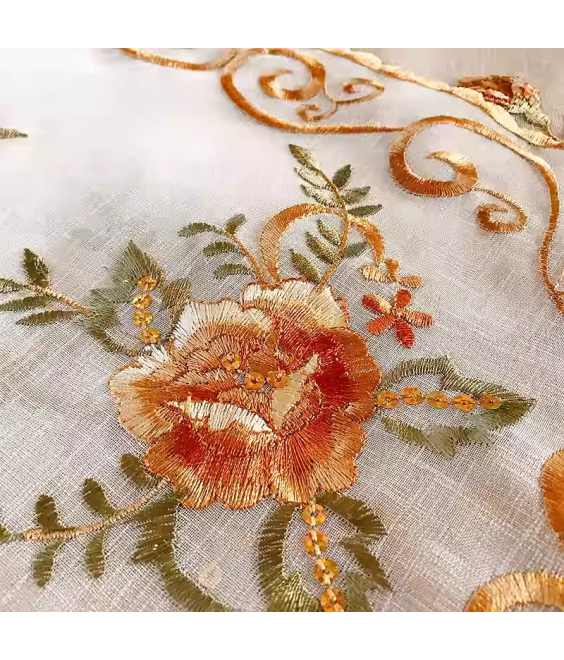 Embroidered Lace Table Runner, Retro Dining Table Cover for Home Kitchen Decoration