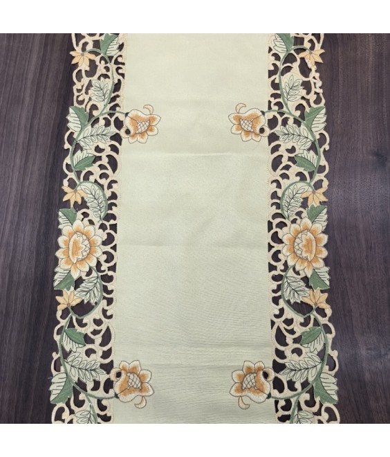 Morning Glory Embroidered Lace Table Runner,Euro Style Dining Table Cover for Home Kitchen Decoration