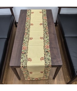 Morning Glory Embroidered Lace Table Runner,Euro Style Dining Table Cover for Home Kitchen Decoration