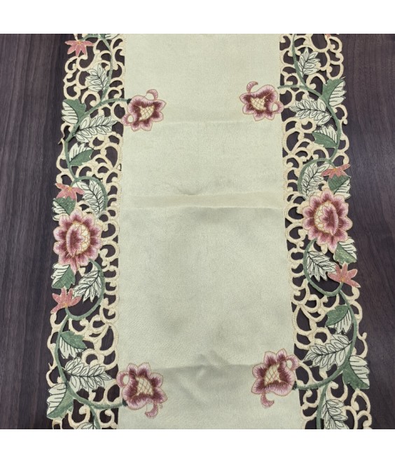 Morning Glory Embroidered Lace Table Runner,Euro Style Dining Table Cover for Home Kitchen Decoration