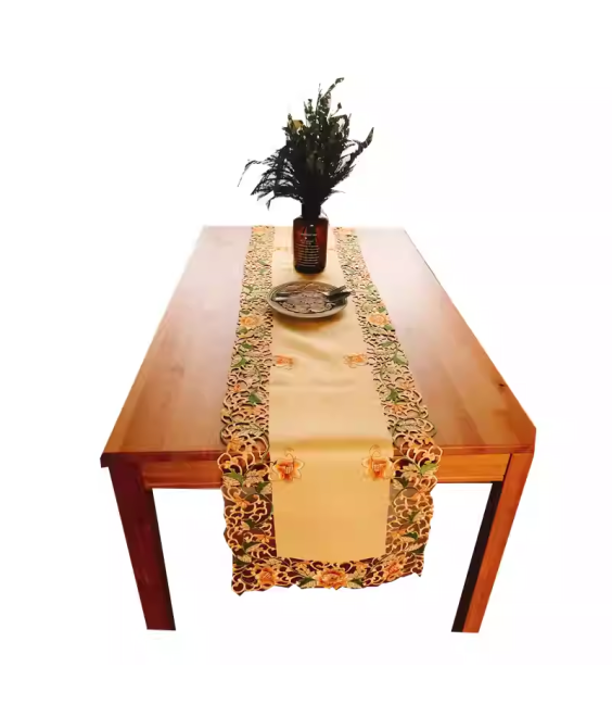 Morning Glory Embroidered Lace Table Runner,Euro Style Dining Table Cover for Home Kitchen Decoration