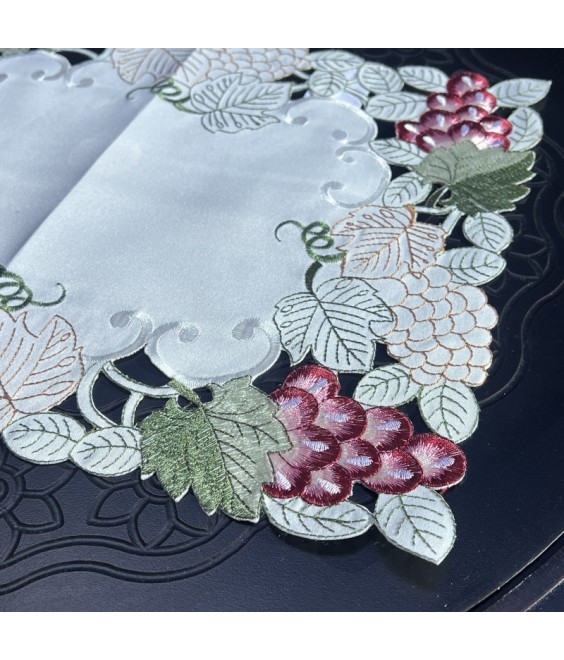 Grape Embroidered Lace Table Runner,Dining Table Cover for Home Kitchen Decoration