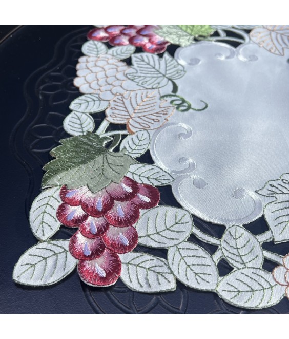 Grape Embroidered Lace Table Runner,Dining Table Cover for Home Kitchen Decoration