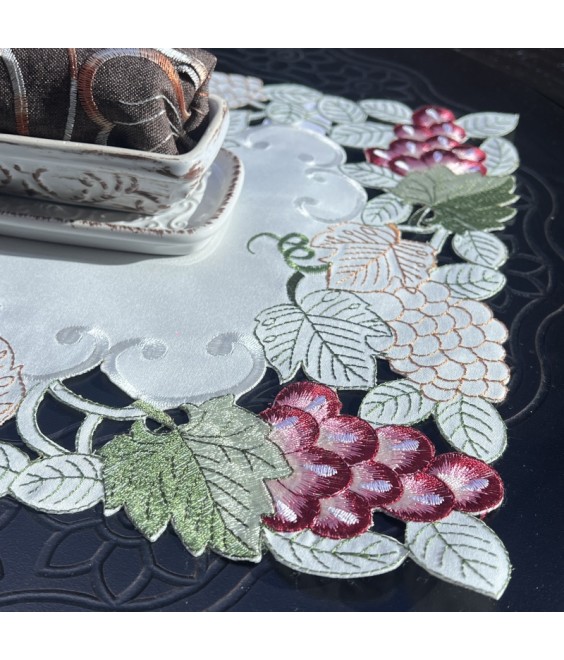Grape Embroidered Lace Table Runner,Dining Table Cover for Home Kitchen Decoration