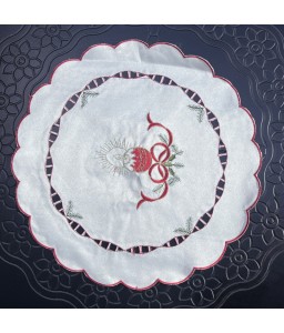 Round Table Placemats, Christmas Embroidered Doilies Cup Mat