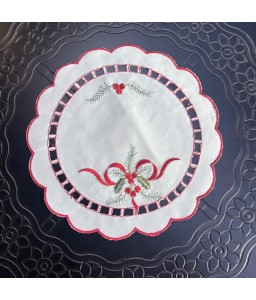 Round Table Placemats, Christmas Embroidered Doilies Cup Mat