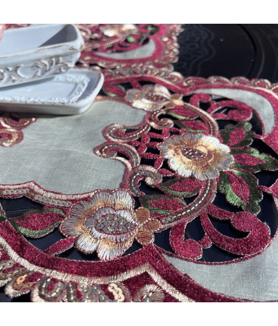 Rectangular Table Placemats, Euro Style Embroidered Doilies Vase Mat