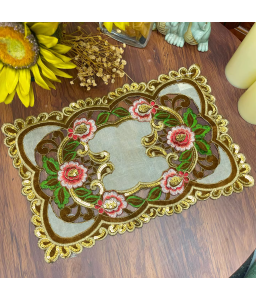 Rectangular Table Placemats, Euro Style Embroidered Doilies Vase Mat