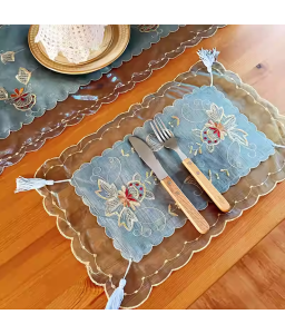 Rectangular Table Placemats, French Style Embroidered Doilies Vase Mat