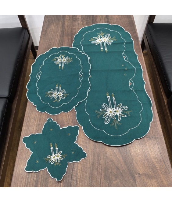 Oval Table Placemats, Holiday Embroidered Doilies Vase Mat