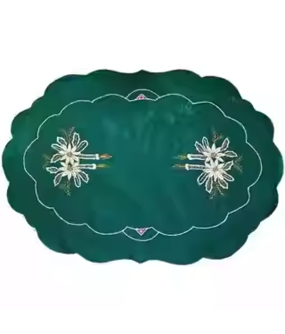 Oval Table Placemats, Holiday Embroidered Doilies Vase Mat