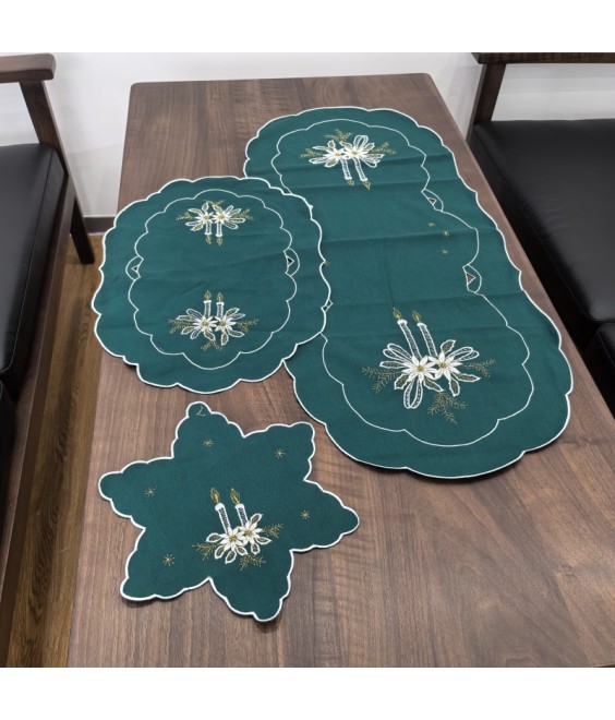 Oval Table Placemats, Holiday Embroidered Doilies Vase Mat