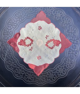 Lace Square Table Placemats,Retro Embroidered Doilies Cup Mat