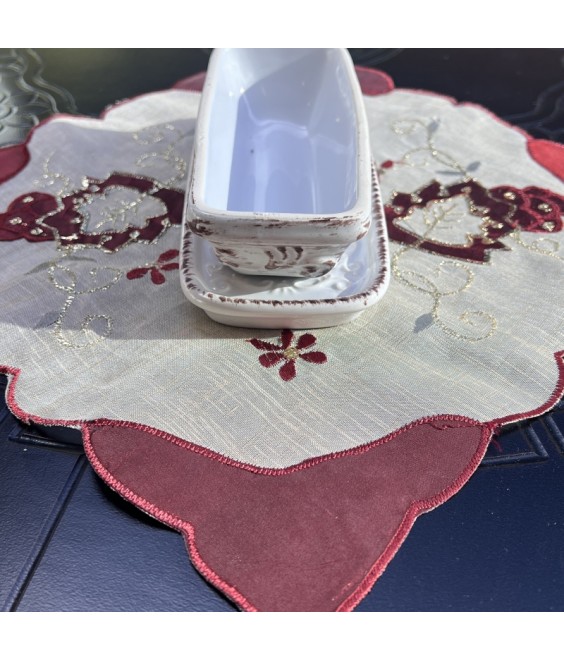 Lace Square Table Placemats,Retro Embroidered Doilies Cup Mat