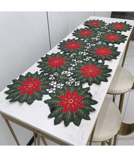 Flower Shaped Embroidered Lace Table Runner,Fabric Dining Table Cover for Home Kitchen Decoration