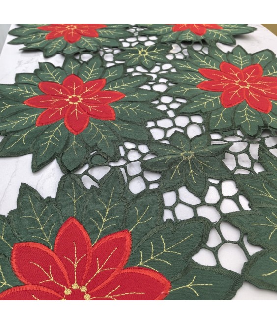 Flower Shaped Embroidered Lace Table Runner,Fabric Dining Table Cover for Home Kitchen Decoration