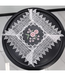 Lace Square Table Placemats,Vintage Flora Embroidered Doilies Cup Mat