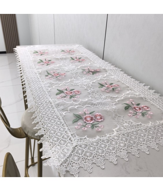 Lace Embroidered Table Runner,Vintage Floral Dining Table Cover for Home Kitchen Decoration