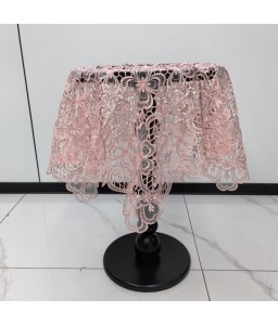 Pink Lace Square Table Cloth,Euro Style Dining Table Cover for Home Kitchen Decoration