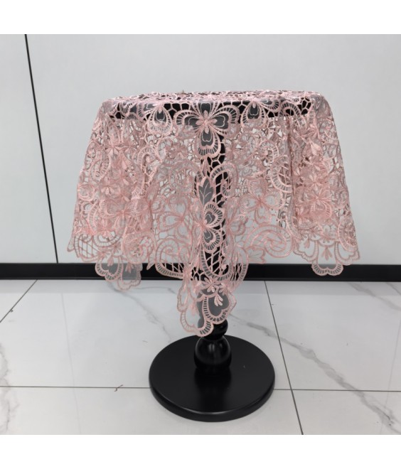 Pink Lace Square Table Cloth,Euro Style Dining Table Cover for Home Kitchen Decoration