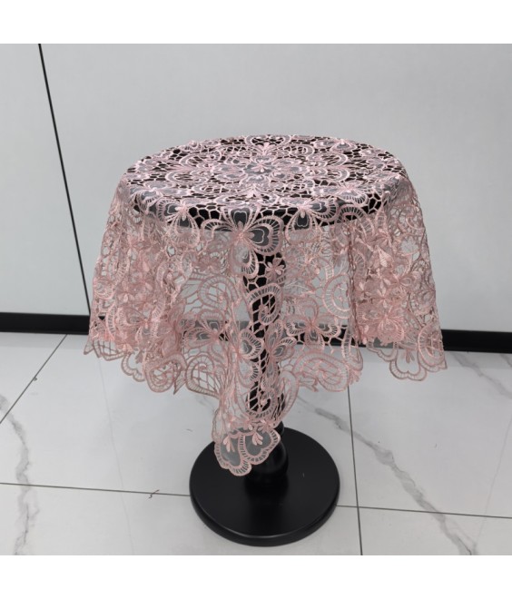 Pink Lace Square Table Cloth,Euro Style Dining Table Cover for Home Kitchen Decoration
