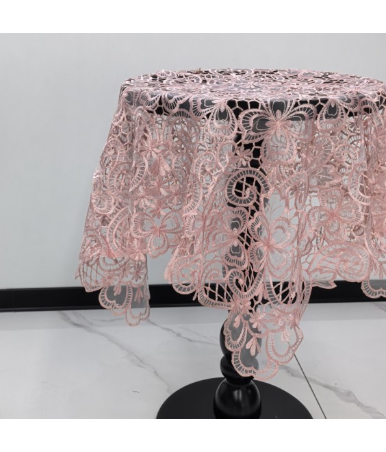 Pink Lace Square Table Cloth,Euro Style Dining Table Cover for Home Kitchen Decoration