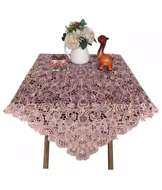 Pink Lace Square Table Cloth,Euro Style Dining Table Cover for Home Kitchen Decoration