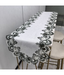 Green Lace Embroidered Table Runner,Euro Style Dining Table Cover for Home Kitchen Decoration
