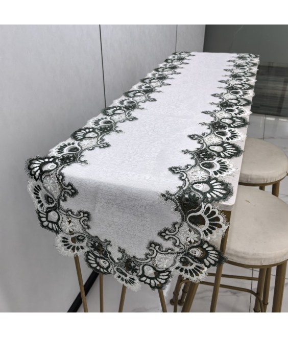 Green Lace Embroidered Table Runner,Euro Style Dining Table Cover for Home Kitchen Decoration