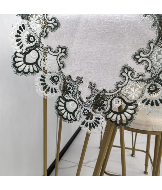 Green Lace Embroidered Table Runner,Euro Style Dining Table Cover for Home Kitchen Decoration