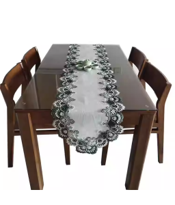 Green Lace Embroidered Table Runner,Euro Style Dining Table Cover for Home Kitchen Decoration