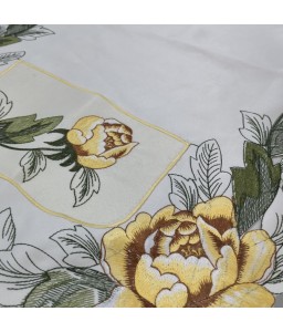 Yellow Flower Embroidered Table Runner,Euro Style Dining Table Cover for Home Kitchen Decoration