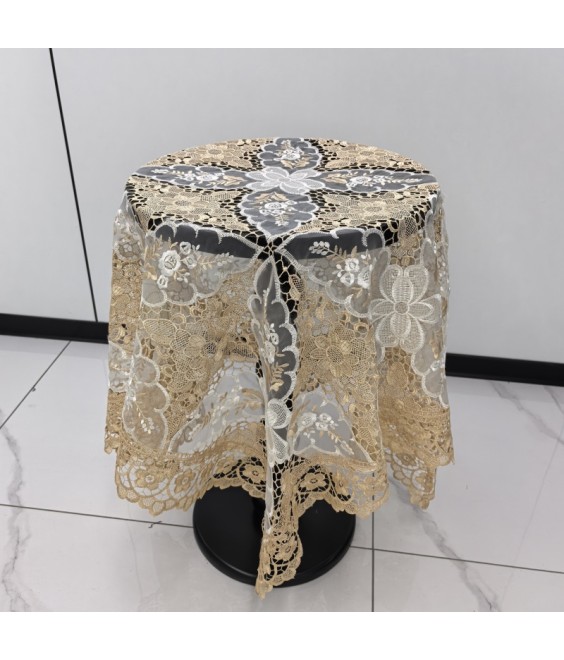 Beige Lace Square Table Cloth,Euro Style Dining Table Cover for Home Kitchen Decoration