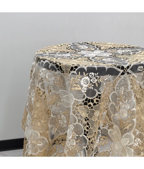 Beige Lace Square Table Cloth,Euro Style Dining Table Cover for Home Kitchen Decoration